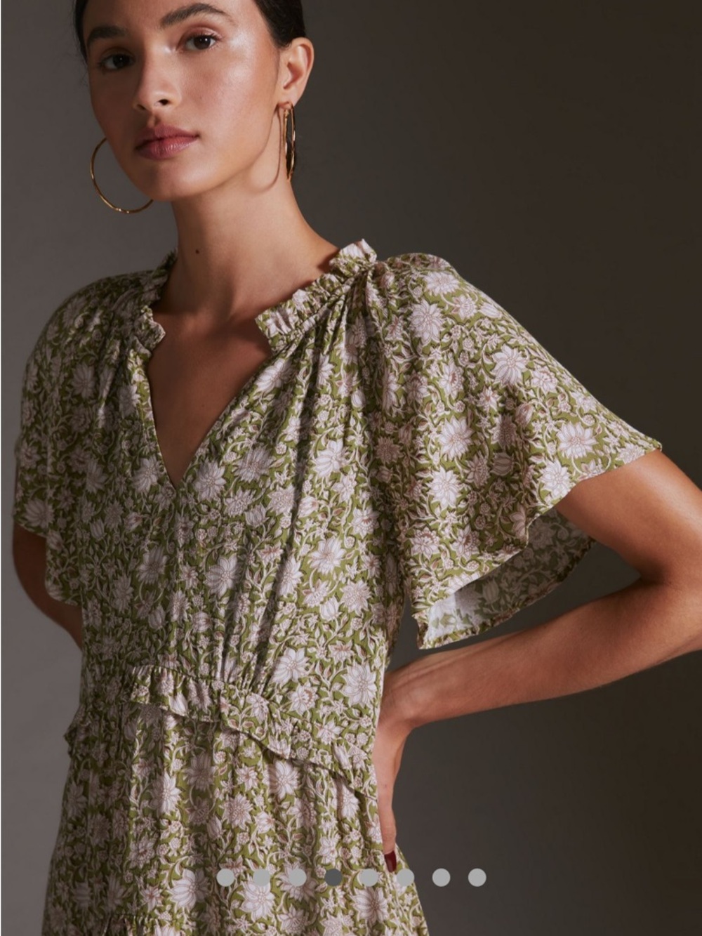by Anthropologie Robin Tiered Mini Dress in Moss (MP)